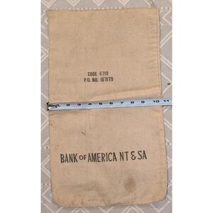 Bank of America Canvas Money Bag • Vintage Deposit Sack • Code 6710 • 10.5x19